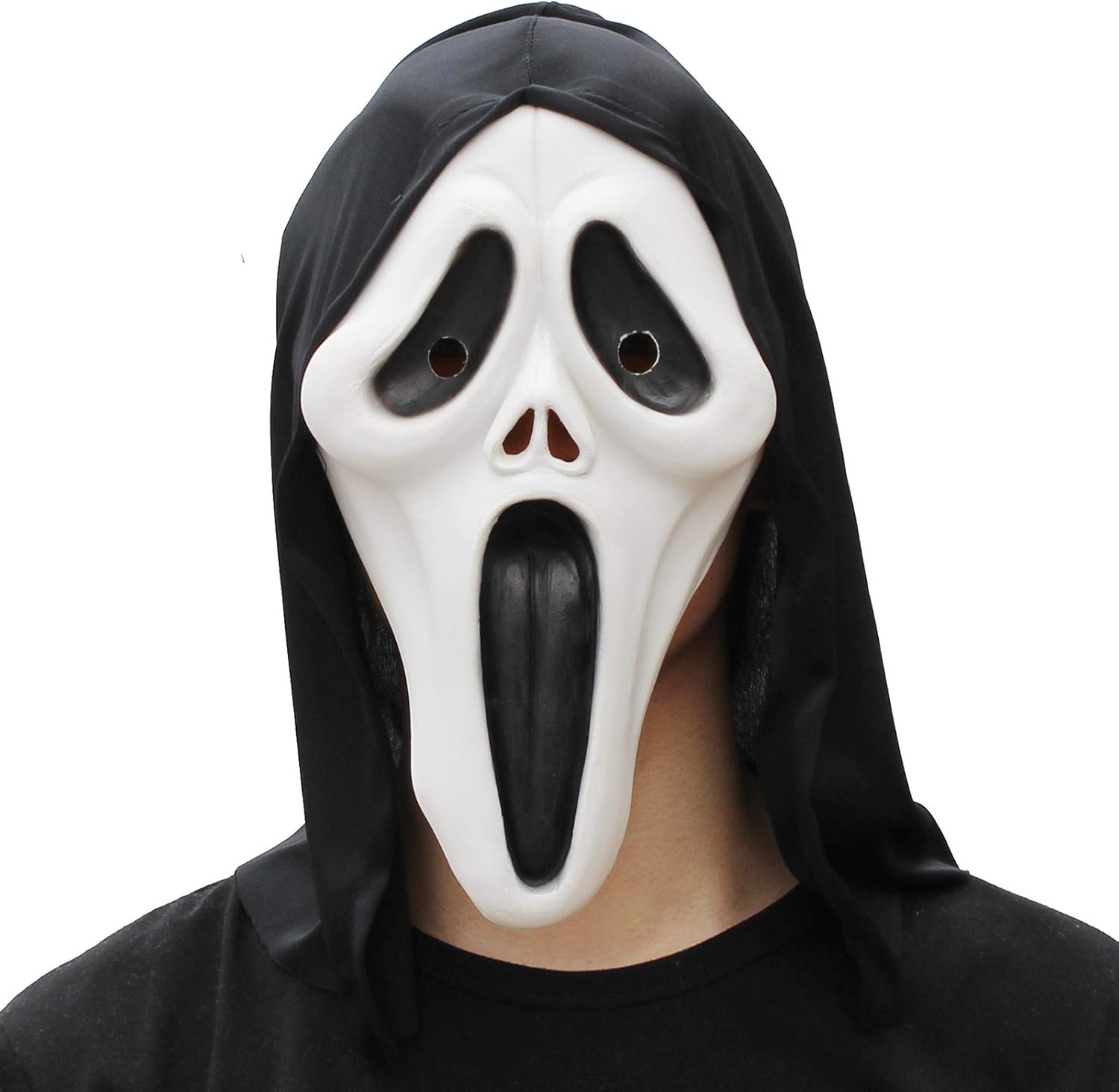PartyHop Scream Mask Ghost Latex Full Head Masks Scary Masks for Halloween, White and Black