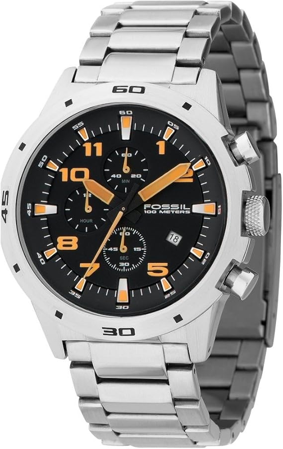 Fossil CH2519 Gents Chronograph Black Dial Orange Numeral Watch: Amazon