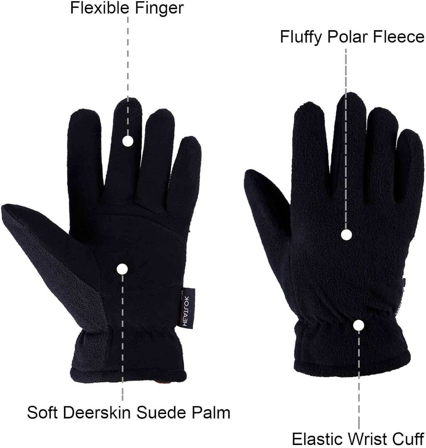 OZERO Winter Gloves -20 °F Cold Proof Deerskin Suede Leather Thermal Work Glove Warm Polar Fleece Heatlok Insulated Cotton - Hands Warmer in Cold Weather for Women and Men : Clothing