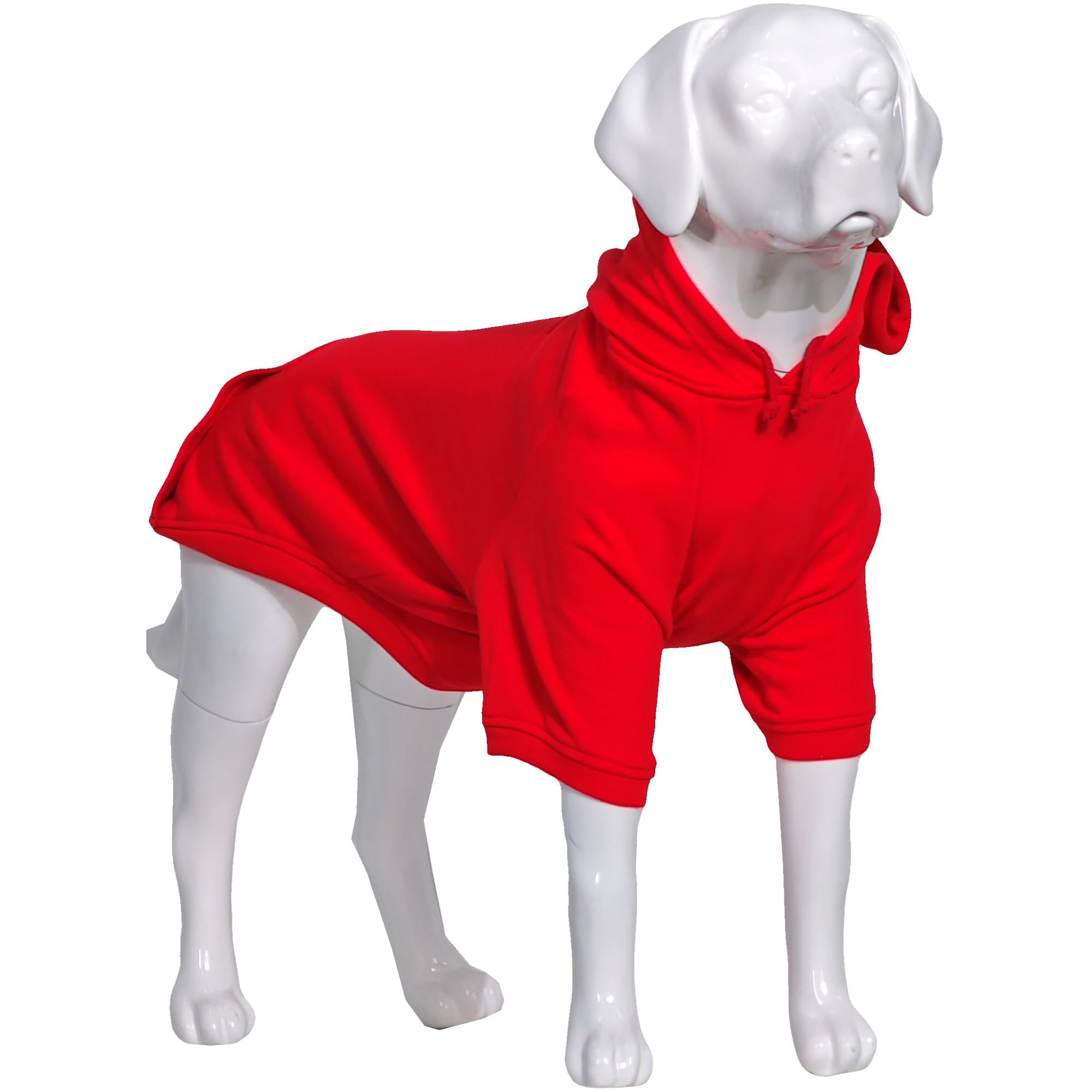 Lovelonglong Blank Basic Hoodie Sweatshirt for Dogs 100% Cotton 12 Colors 11 Sizes Fits Small Medium Dachshund Large Dog (D-L, Red)