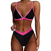SUUKSESS Women Triangle High Cut Bikini Sets Sexy High Waisted 2 Piece Swimsuit