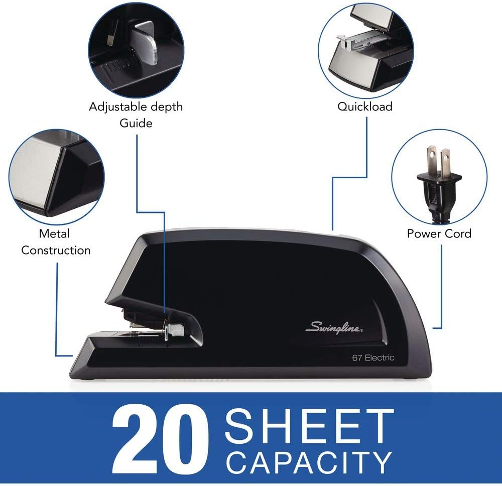 Swingline Electric Stapler, Commercial, Heavy Duty, 20 Sheet Capacity, Black (06701): Office Products