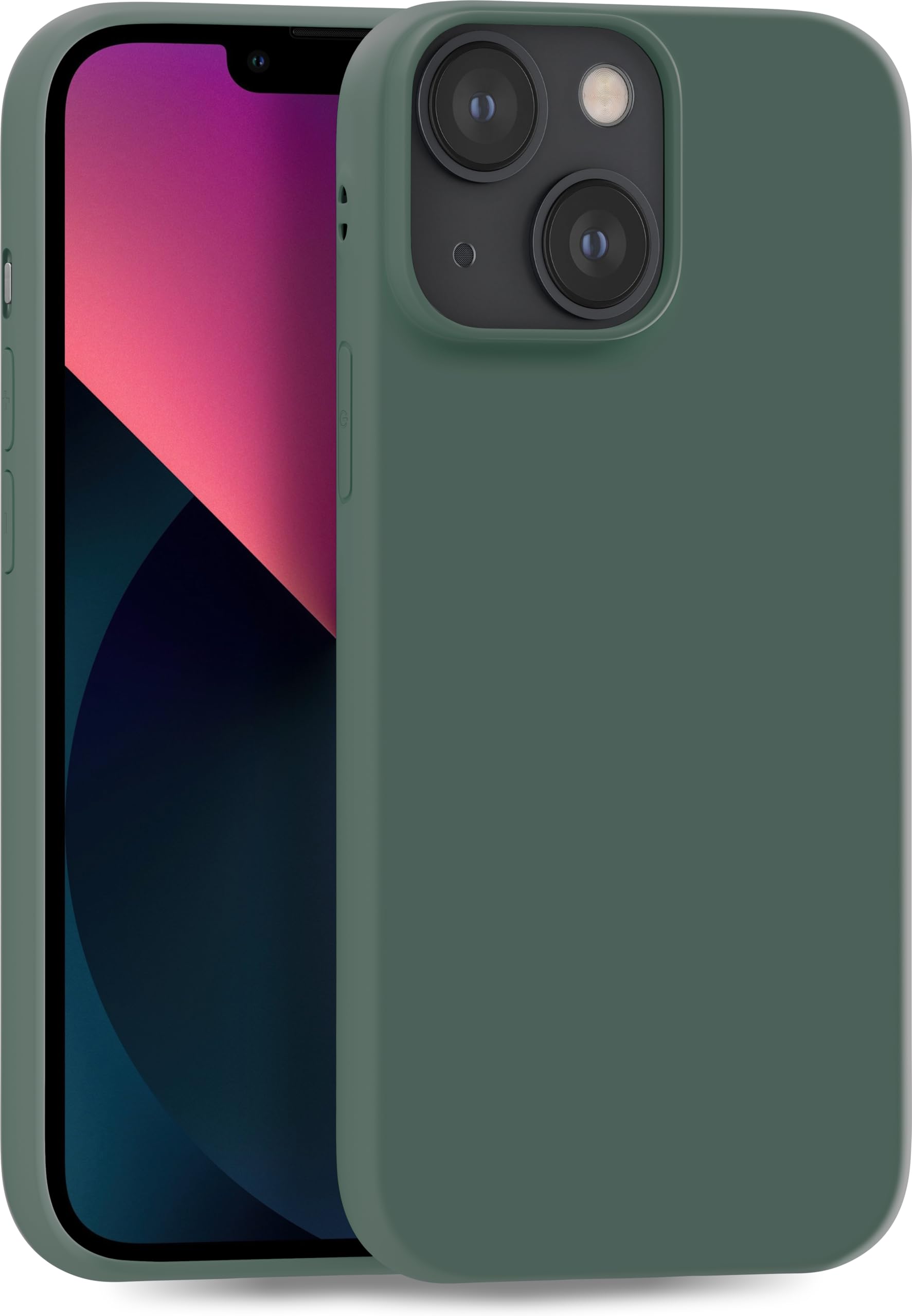 MyGadget TPU Case for iPhone 13 Mini - [ Camera Protection & Anti Fingerprint ] - Silicone Cover with Soft Touch & Anti Scratch Shell - Matte Olive Green