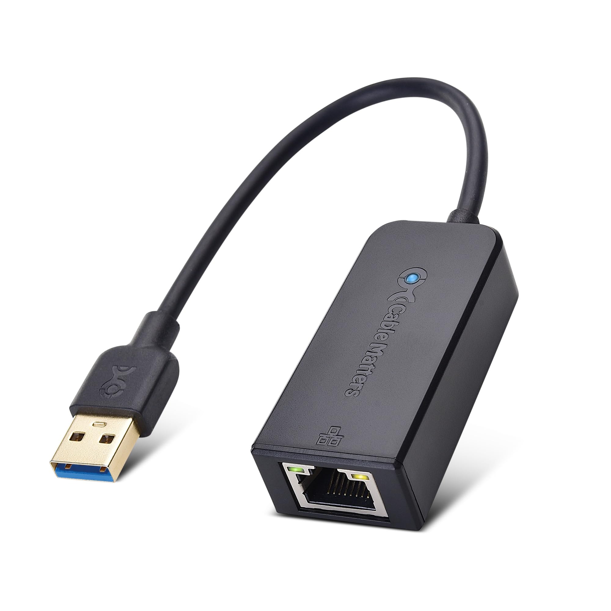 Cable Matters USB 3.0 to Gigabit Ethernet Adapter, USB to Ethernet Adapter 10/100/1000Mbps, Plug & Play for Windows, macOS & ChromeOS, Wake-on-LAN, Black (Not for Smart TV/Android) — image 1