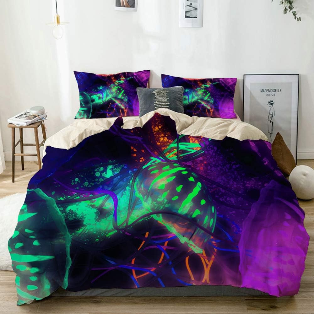 LISNIANY Beige bedding,abstract jellyfish nature sea underwater ocean animal fish aquarium light marine tropical wildlife,Microfibre Duvet Cover Set 135 x 200cm with 2 Pillowcase 50X80cm