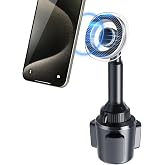OQTIQ Phone Cup Holder for Car Mount for MagSafe, Quick Extension Long Arm | 360&deg; Rotation, Fits 3"-4" Cup Holders - Stable &amp; Secure for iPhone 12-18 Series, Not Charger