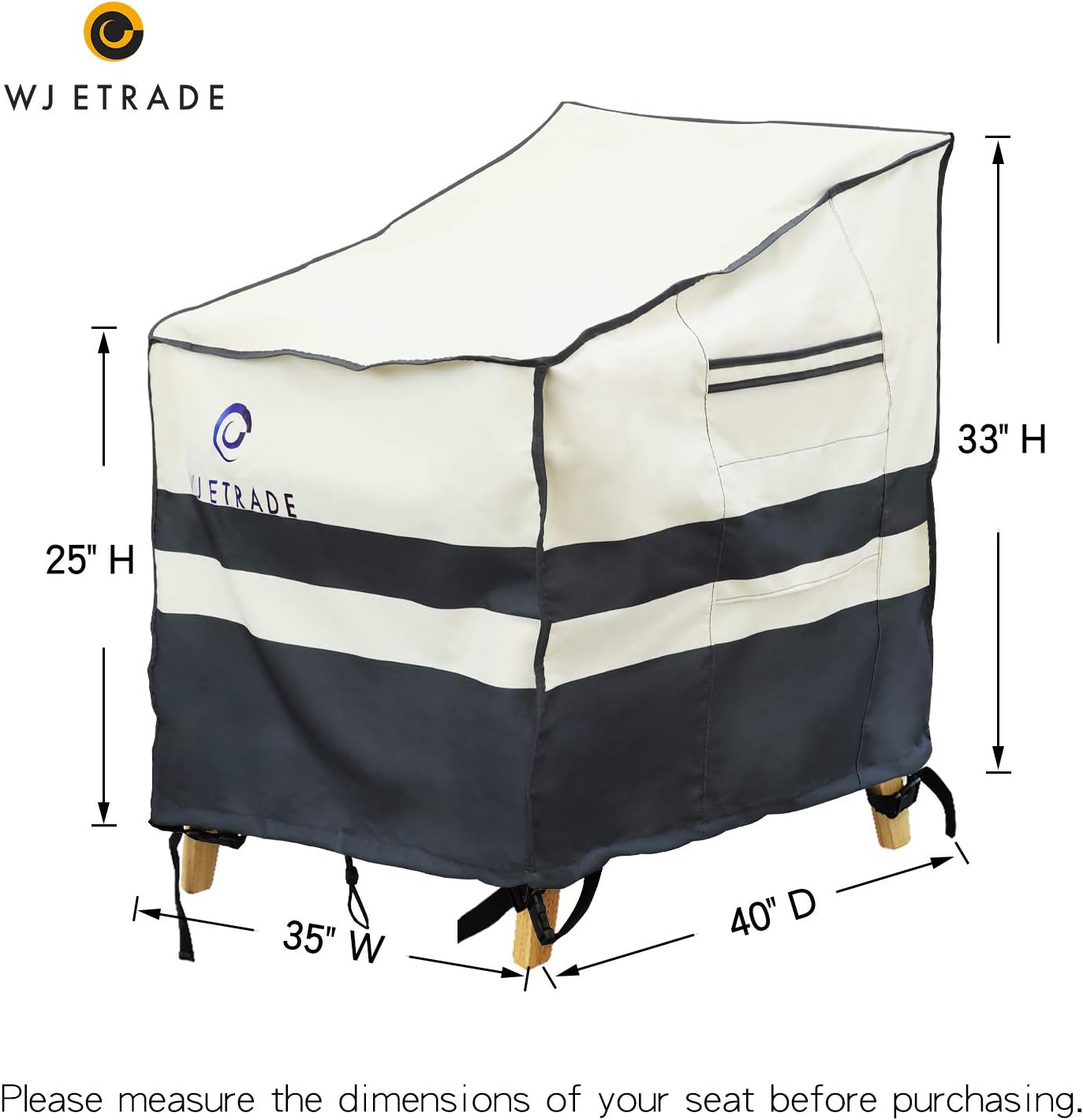 Patio Chair Covers, 2Pack, 35" Wx40 Dx33 H Rocking Chair/Adirondack Chair/Deep Seat Cover, Heavy Duty Waterproof UV Resistant Outdoor Furniture Cover, Beige+Grey : Garden & Outdoor