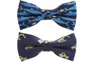 Bow Ties Cartoon Printed Polyester Bowtie Adjustable Bowties for Little Boys,Pack of 2