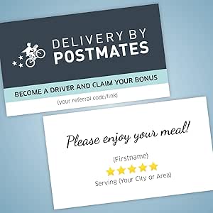 Amazon Com Postmates 5 Stars Business Cards Support Products Made For Rideshare And Delivery Drivers 5000 Office Products