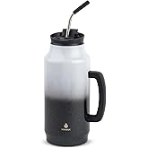 Manna Poseidon Insulated Stainless Steel Mug Tumbler with 2-in-1 Lid and Reusable Metal Straw - 64 Oz - Black Ombre