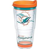 Tervis NFL Miami Dolphins Tradition Made in USA Double Walled Insulated Tumbler Travel Cup Keeps Drinks Cold & Hot, 24oz, Classic