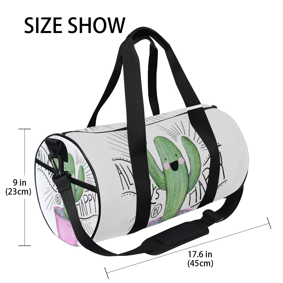 送料0円 ジムバッグ Ouko サボテン柄 B07g81lwc4 Picture5 Size One 女の子用 かわいいスポーツバッグ キャンバスダッフルバッグ レディース マットバッグ Www Quickqatar Com