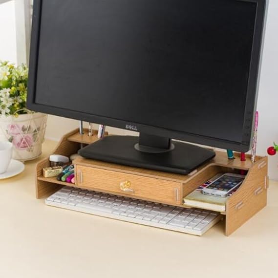 Home-Neat Bürobedarf DIY Holz Computer Monitor ständer Riser höhenverstellbar Bildschirmständer Desktop Organizer Ständer mit