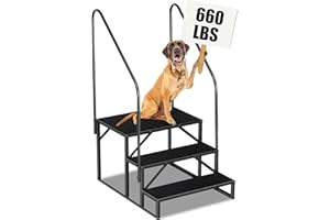 AYSIOFDY RV Step 3 Step Ladder, Upgrade RV Step with Handrails, Heavy Duty RV Stairs with Anti-Slip Pedal Hot Tub Steps, Removable Camper Step for Spa/Porch/Pet/Mobile Home（2 Handrails