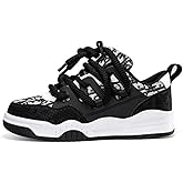 Netehadi Fashion Leather Lace-Up Chunky Sneakers for Men Lightweight Platform Walking Running Driving Casual Sport Shoes