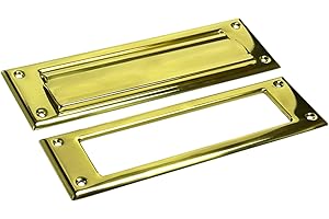 QCAA Solid Brass Mail Slot, with Solid Brass Interior Frame,10" x 3", Polished Brass, 1 Pack, Made in Taiwan