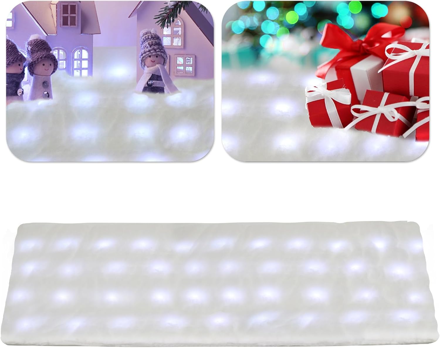 Artificial Snow - Led Christmas Snow Blanket Roll-LED Lights Embedded in The Christmas Artificial Snow Blanket for Winter Wonderland Snow Holiday Decor (70*17.7inch)