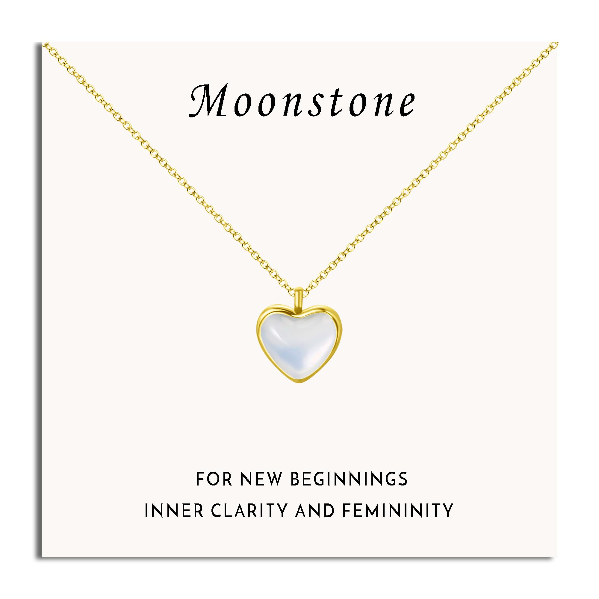 SmileBelle Heart Necklace Moonstone Necklace as New
