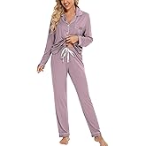 Leikar Button Up Pajama Set For Women Long Sleeve Shirt And Pajama Pants Soft Pjs Lounge Sets