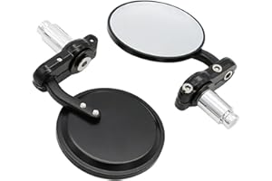 JOYSEE Universal Black 3" Round 7/8" motorcycle mirrors for handlebars Handle Bar End Rearview Convex Mirrors Inceased Vision Side for For Harley Davidson Honda Indian Kawasaki Suzuki Triumph and Yamaha