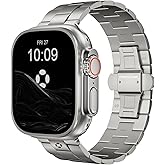 FiNESTONE CRNS03 Titanium Watch Band for Apple Watch Ultra 3/2/1 49mm & Series 11/10 46mm, Adjustable Link & Butterfly Clasp for Apple Watch Ultra Band, Premium Color Match iWatch Metal Band for Men