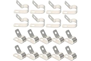 CATIEBYE 20 Pcs Aluminum R-Type Cable Clamp Clips Stainless Steel Cable Fixator Buckles Lightweight Compact