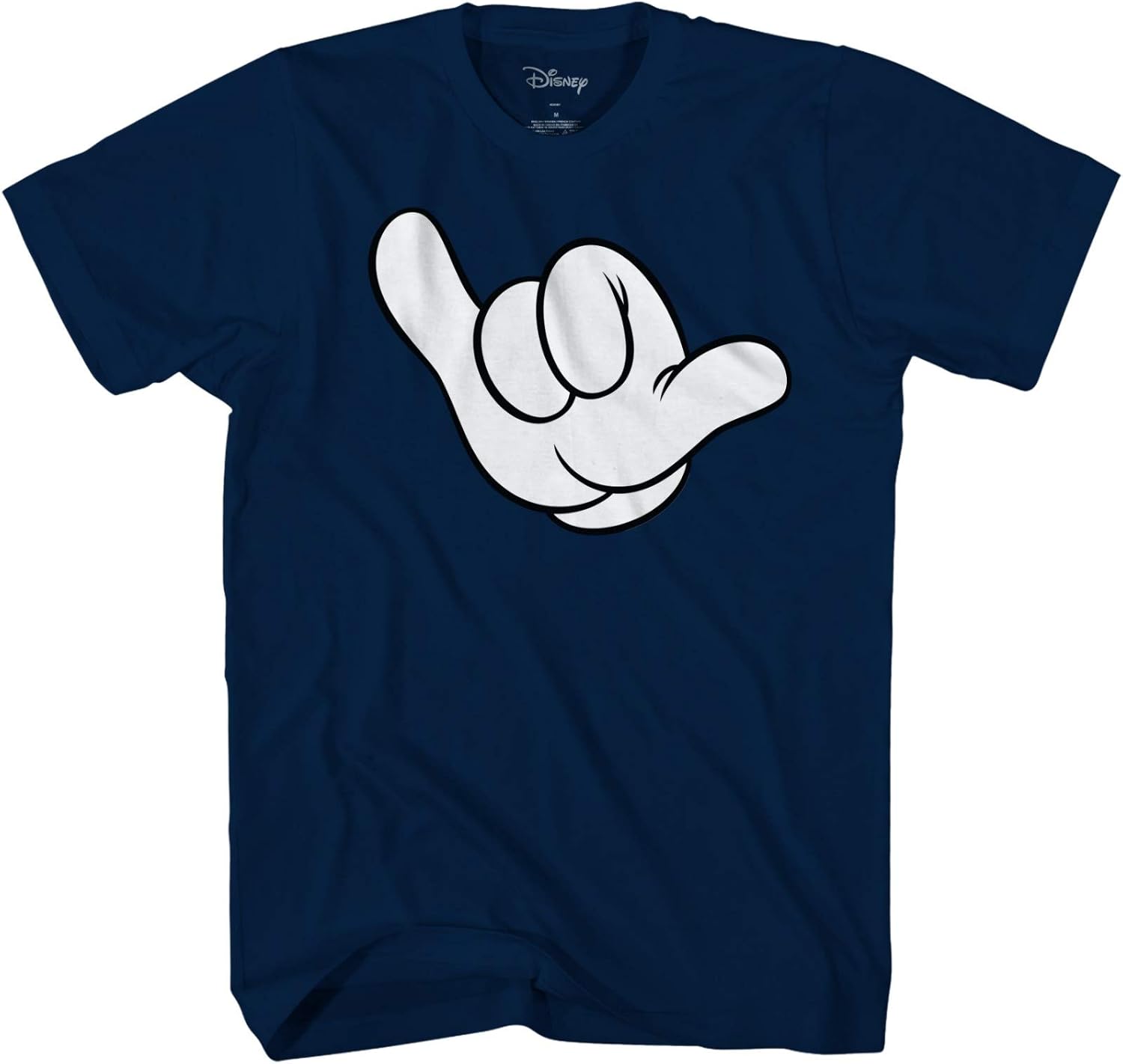 Mickey Mouse Hang Loose Hand Classic Vintage Licensed Adult Men's Graphic T-Shirt: Clothing