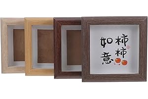 Zerodeko 4pcs 4x4 Inch Small Rustic Shadow Box Picture Frames Set, MDF Wood Tabletop Display Case for Sports