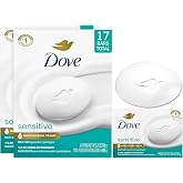 Dove Beauty Bar, Bulk Soap, Sensitive Skin 8-Packs (x2) + Single Bar with Moisturizing Cream for Soft, Smooth Skin