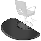 Saloniture 3 ft. x 4 ft. Salon &amp; Barber Shop Chair Anti-Fatigue Mat - Black Semi Circle - 1 in. Thick