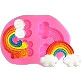 Rainbow Silicone Molds for Cake Cupcake Topper Decoration, Fondant Mold for Chocolate Gum Paste Candy Craft Polymer Clay Mould Baby Shower Party Supplies