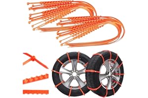OZDOZD Emergency Anti-Snow Chains - Reusable Heavy Duty Tire Traction Ties for Snow & Mud, Portable Anti-Skid Solution for SUV, Pickup Truck, Car on Icy Winter Roads (10)