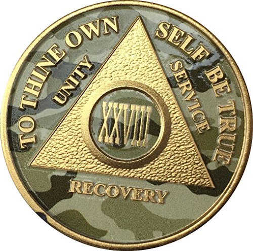 28 Year AA Medallion Camo Gold Plated Anniversary Chip Camouflage Color