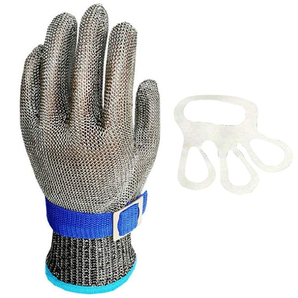Cut Resistant Gloves Stainless Steel Safety Work Gloves Wire Metal Mesh Cutting Gloves, Wood Whittling Gloves, Knife Protection Glove for Meat Cutting Wood Carving Mandolin Slicing (One Glove) (L)