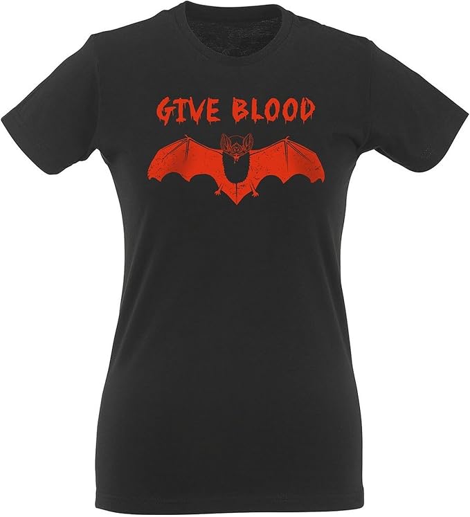 Geben Sie Blut Womens Slim Fit T Shirt Amazon De Sport Freizeit