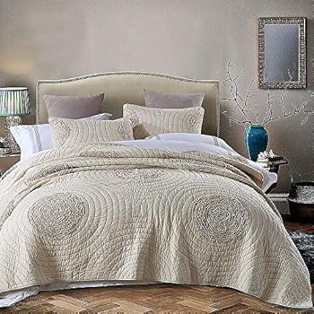 Amazon.com: Brandream White Beige Vintage Floral Comforter