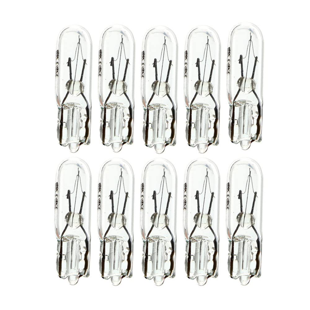 Photo 1 of ZMShun 10Pcs 12V 1.2W 286 37 T5 W2W 74 Car Bulb T5 Clear Glass Halogen Bulbs Lamp Automobile Wedge Dashboard Gauge Instrument Lights T5 Dash Lamp Car Interior Replacement Bulbs T5 4300K