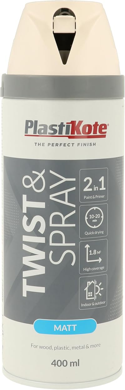 PlastiKote 23100 400ml Premium Spray Paint Matt White Wood Metal Plastic Stone