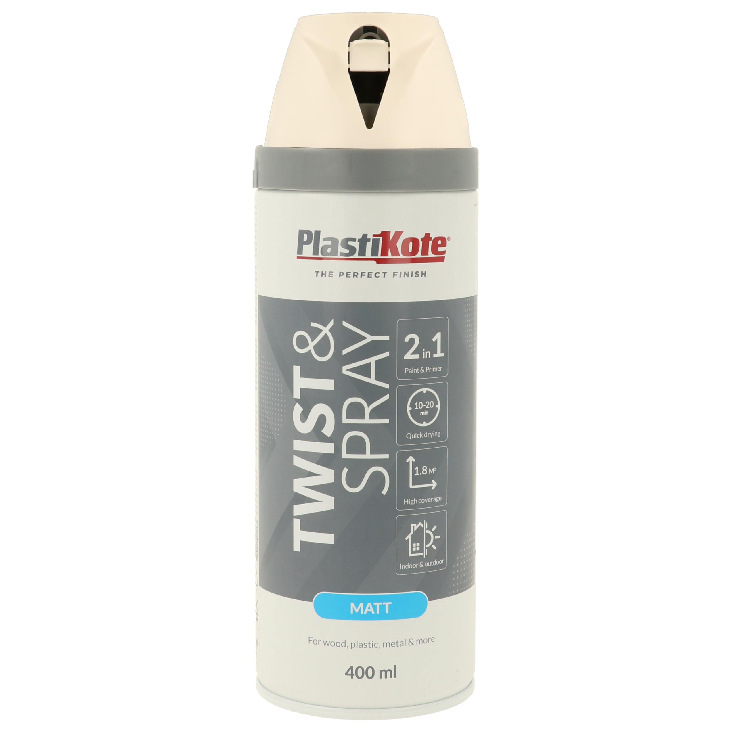 Plasti-kote 23100 400ml Premium Spray Paint - Matt White