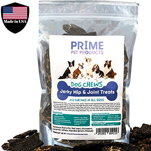PRIME PET Hip & Joint Dog Chews (8 Ounce) Beef Jerky Treats Hip and Joint Supplement for Dogs, Supports Healthy Joint Function and Helps With Pain Relief