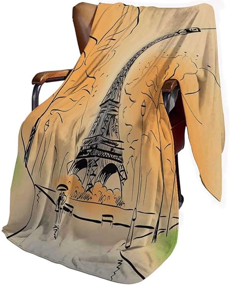 Amazon Co Jp かわいい豪華な柔らかい毛布子供の女の子男の子 パリ 市の装飾 芸術的なスケッチ効果の休日のランドマーク 子供のためのギフトで紅葉とパリのエッフェル塔 150x0 ホーム キッチン