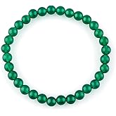 NJCRAFT Gemstone Beads Bracelet for Men & Women, Natural Crystal Round Beads Handmade Elastic Bracelet 6+4 Inch Adjustable, 5-7 mm Healing Stone Jewelry