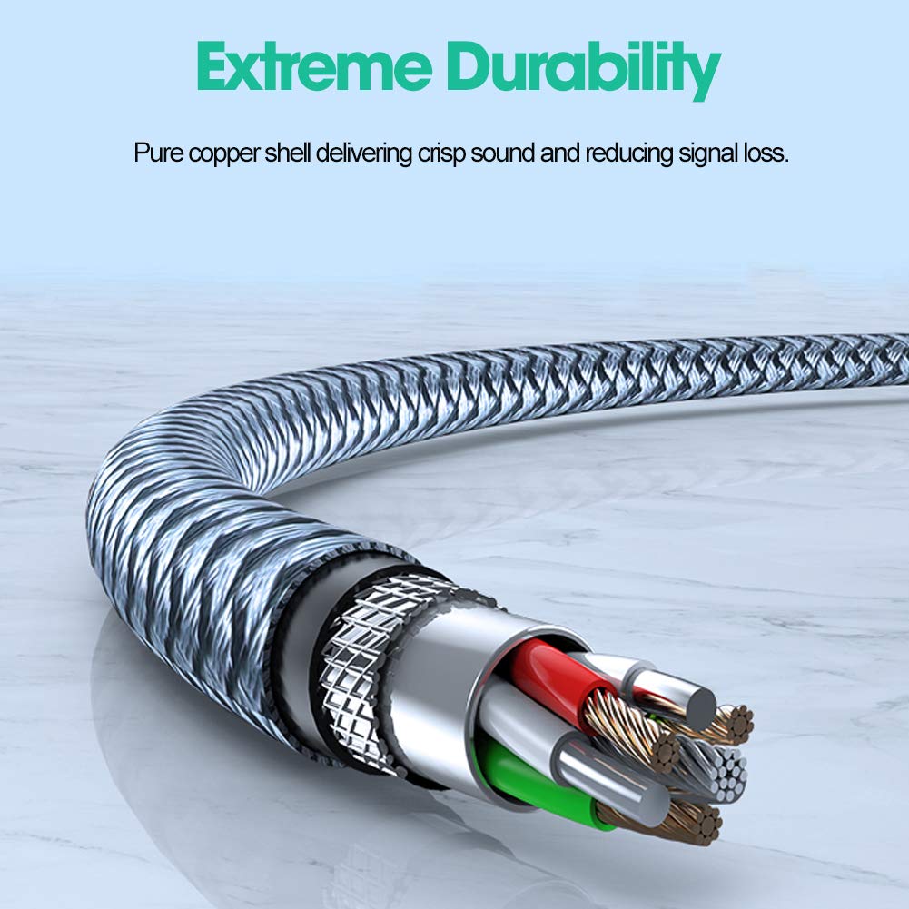 AUX Cable, [2-Pack, 4ft+8ft] 3.5 mm Audio Cable Nylon Braided 3.5mm Male to Male AUX Cord Auxiliary Adapter Compatible with Car/Home Stereos, Speaker, iPhone iPod iPad, Headphones, Echo & More (Grey): Industrial & Scientific