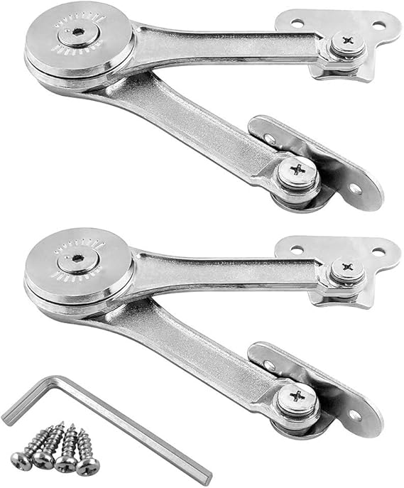 QWORK Heavy Duty Lid Support Hinge, Zinc Alloy Folding Lid Stay Hinges