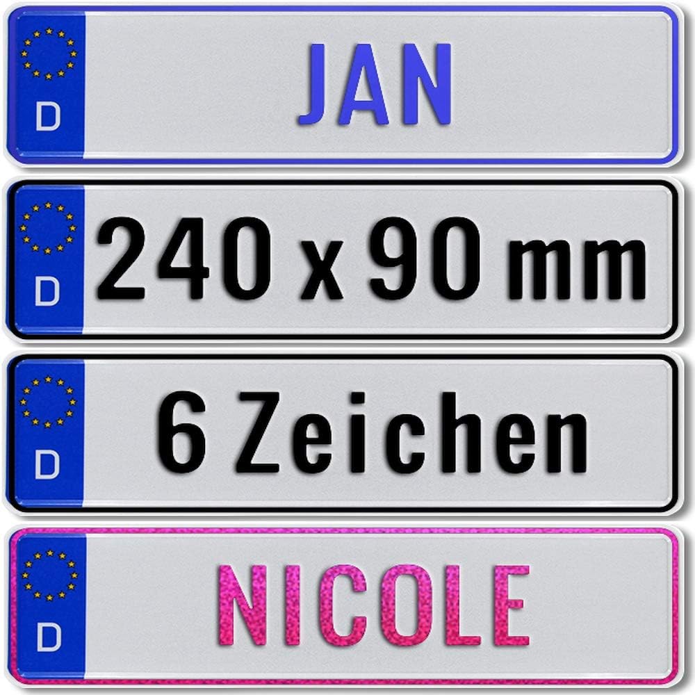 Personalisiertes Bobby Car Nummernschild - 3D-Druck Mit Wunschtext Made In Germany