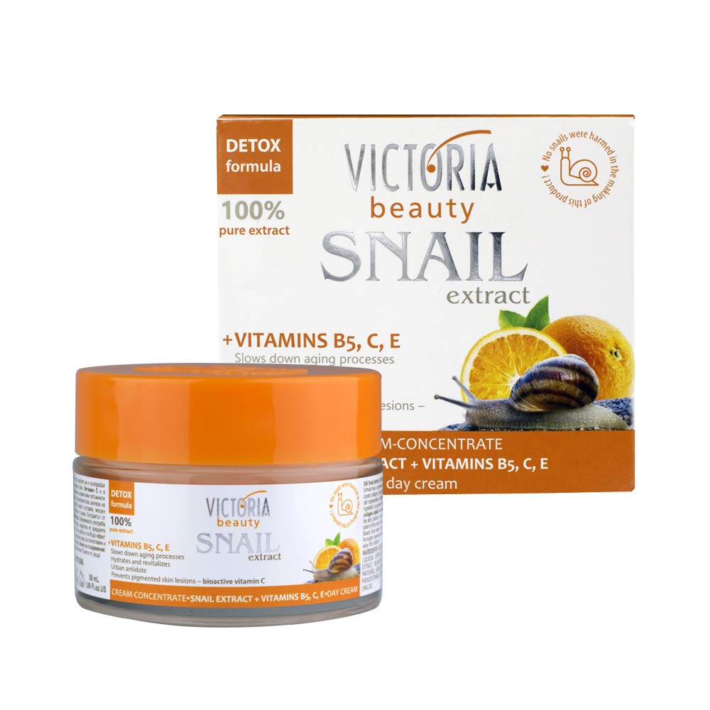 Victoria Beauty Snail Cream with Vitamin C, E and B5 - Illuminating Snail Mucin Moisturiser - Anti Wrinkle Face Cream - Day Cream - Dark Spot Remover for Face - 100% Pure Organic Snail Extract, 50ml