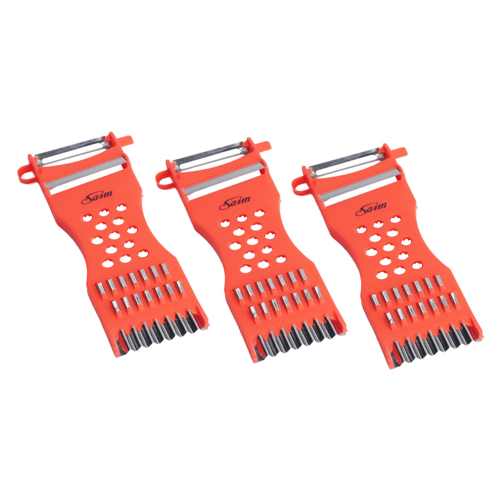 Peeler Slicer,Saim Metal Scraper Fruit Grater Slicer Vegetable Peeler Orange Red 3 Pcs