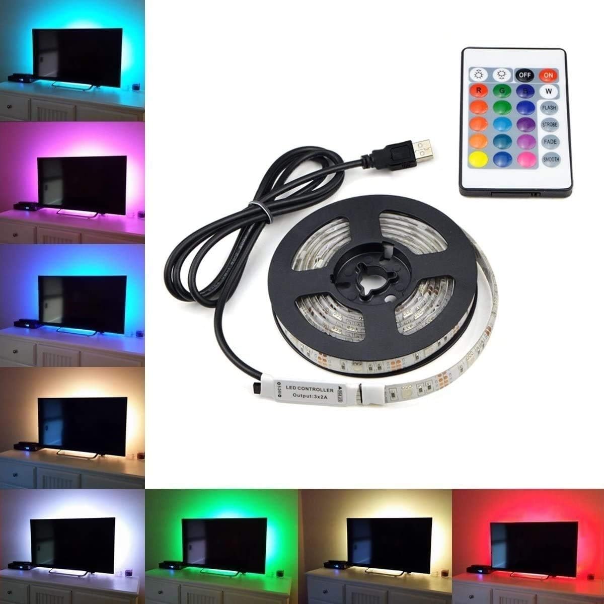 LED TV Backlight, Vlio 4m RGB LED Strip Lights USB Powered for Background TV Decoration, Bias Lighting RGB Light Strips Kit with Remote Control for HDTV, TV Screen, Desktop PC Monitor, Home Theater