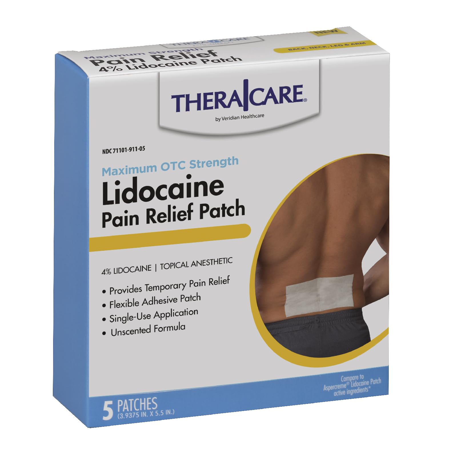 Trubrexa Thera|Care Pain Relief Patch | 4% Lidocaine Patch | 3.9” x 5.5” | 5 ...