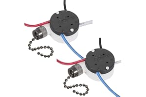 BSENTSTER 2PS Ceiling Fan Switch Zing Ear ZE-208s E89885 3 Speed 4 Wire Pull Chain Switch Fan Light Switch Replacement Part With 4 Pre-Installed Wires(Black Chain)